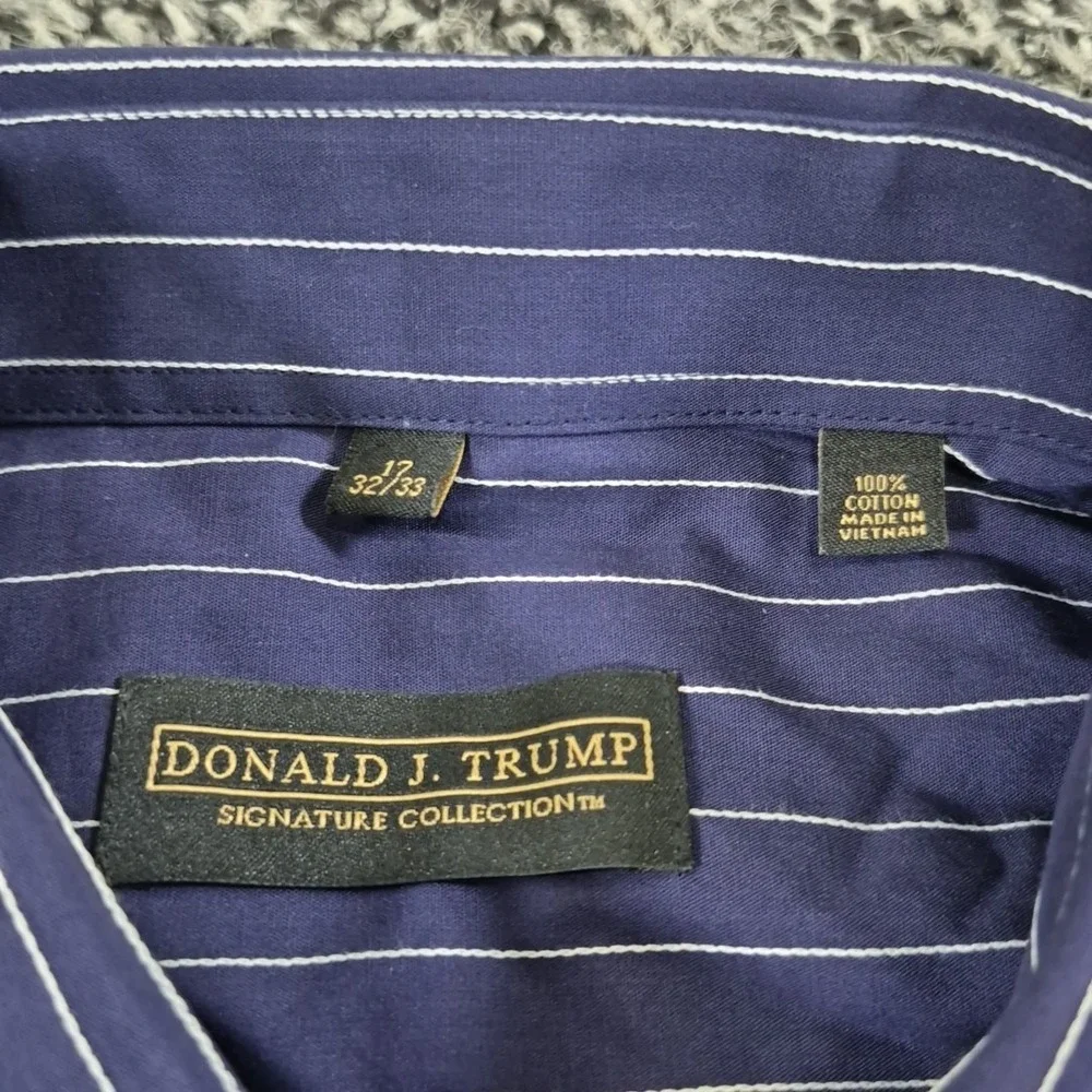 NWT‎ Donald J Trump Long Sleeve Signature Collection Shirt Mens 17 32/33 Blue